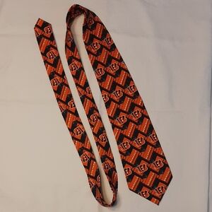 NFL Bengals Orange and Black Logo Men's Silk Neck Tie